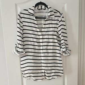 Zara Black and White Striped Shirt